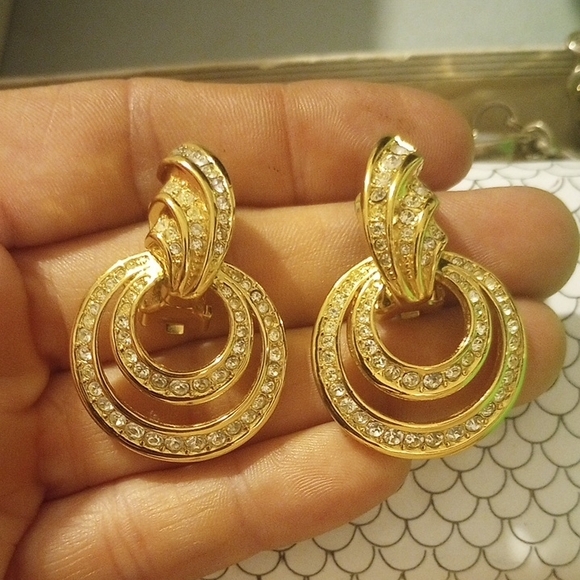 Christian Dior Clip Ons Double Hoop EUC - Picture 1 of 4